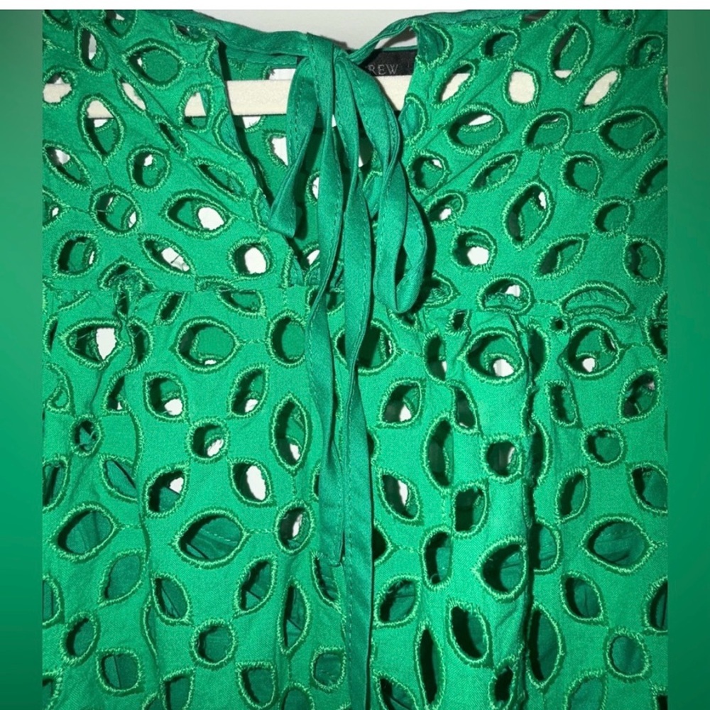 J Crew Kelly Green Eyelet Long Sleeve Top Size L NWOT